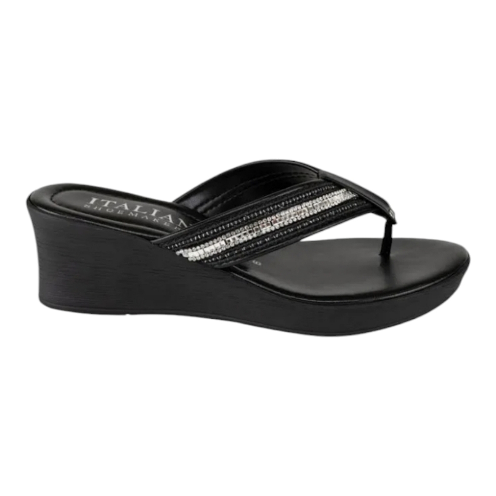 Italian Shoemakers Women's Thong Wedge Sandals - Eleina - Picture 2 of 4